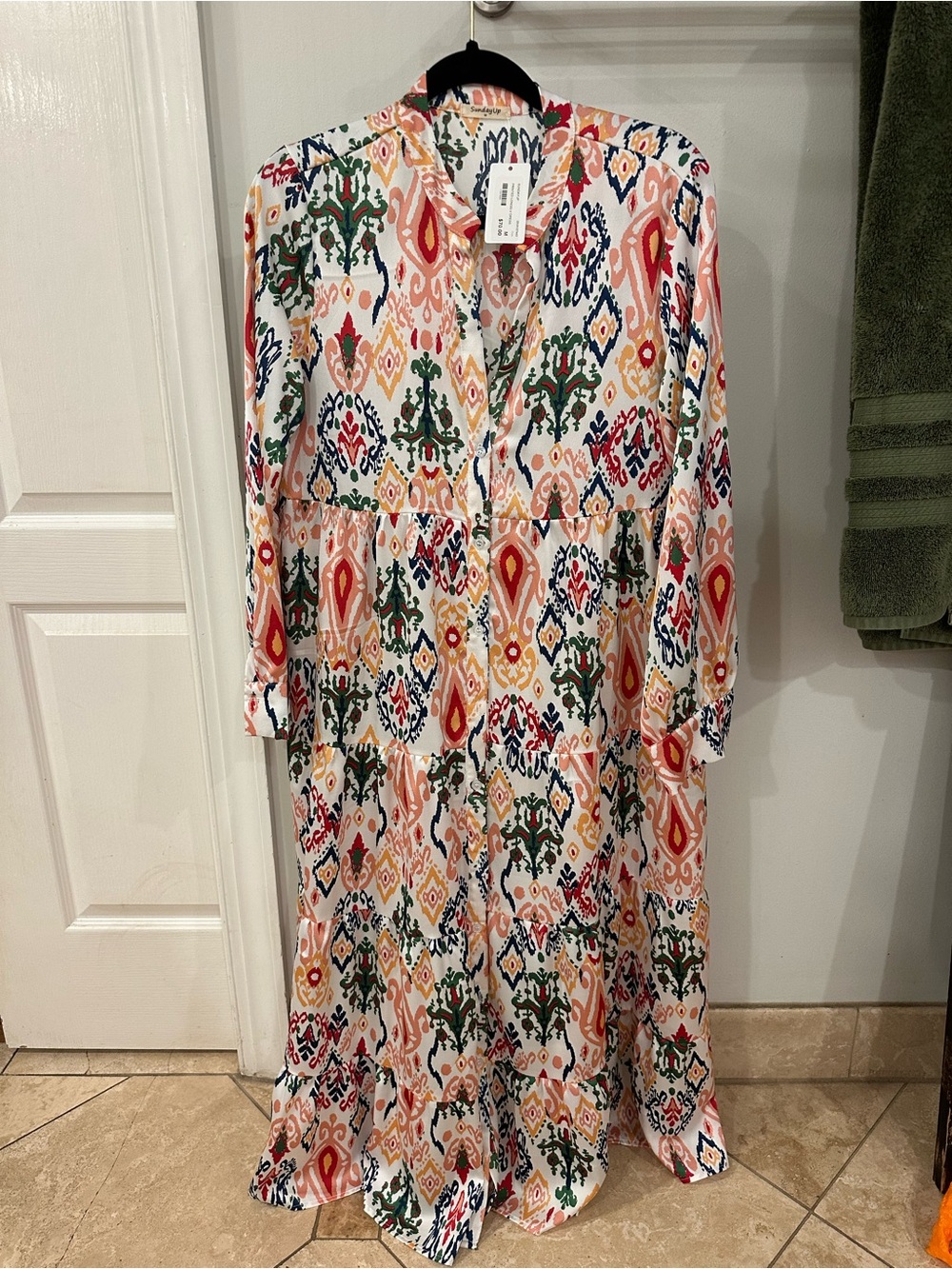 Sunday Multicolor Ikat Tiered Maxi Dress